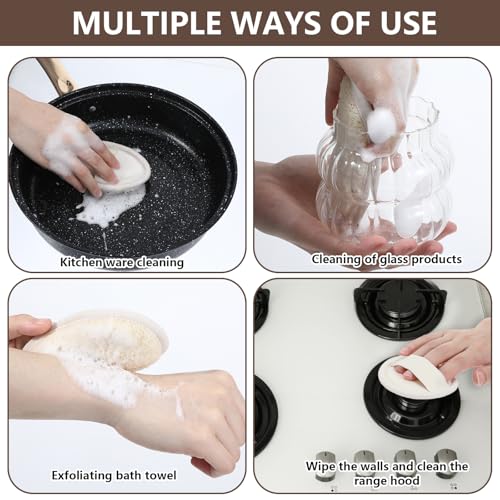 Nogeqi 4PCS Loofah Sponge Exfoliating Body Scrubber, Natural Shower Bath Loofah Exfoliating Sponge, Face Body Exfoliator Scrubber for Women Men Bath Shower, Eco-Friendly (2 Styles)