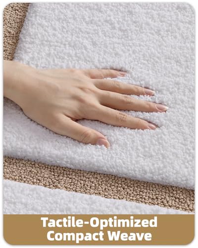 Color&Geometry White Bathroom Rugs 36x24, Extra Soft Absorbent Microfiber Bath Rugs, Non-Slip Bathroom mats, Washable Plush Bath Mats for Bathroom, Shower, Bathtub, Laundry, White Beige - color: B, size: 24"x36"