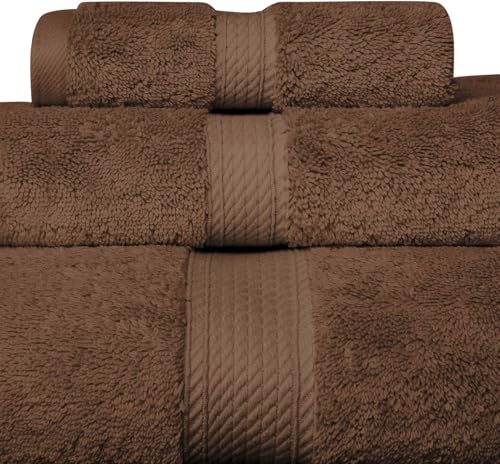 Superior Egyptian Cotton Ultra Plush & Absorbent, 3 Piece Set, Chocolate | Quick Dry, Soft Luxury Towel Set, Bath Essentials, Guest Bath, Spa, 1 Bath, 1 Hand, 1 Face Towels, Madeline Towels - color: Chocolate, size: 3-Piece Towel Set