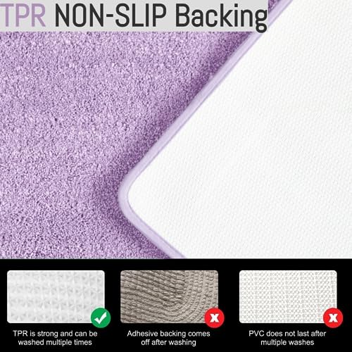YHF Bathroom Rugs 20" X 32", Extra Thick & Soft Microfiber Shaggy, Machine Washable Bath Mats, Absorbent Bath Rugs, Non-Slip Rubber Backing Bath Mat for Bathroom Floor, Tub and Shower, Lavender - color: Lavender Sky, size: 20" X 32" (Rectangular)