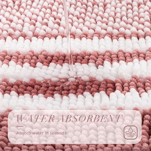 BSICPRO Bathroom Rugs, 47x20 Inch Extra Soft Absorbent Shaggy Chenille Bath Rugs, Non Slip Backing Quick Dry Machine Washable Modern Bath Mat for Bathroom Floor, Home Decor Accessories,Dusty Pink - color: Dusty Pink, size: 47" x 20"