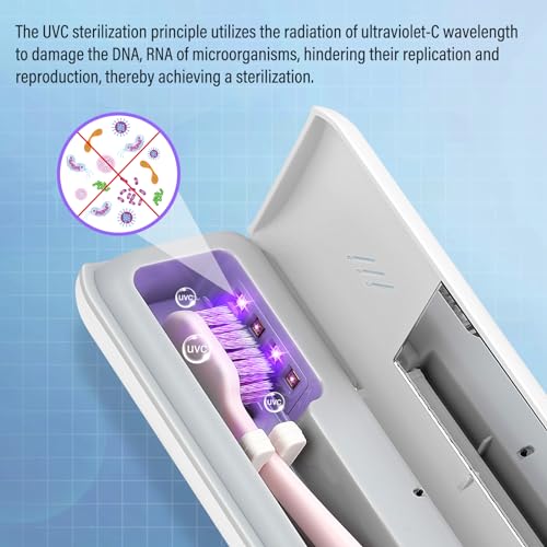 YourMate UVC Toothbrush Case Travel Toothbrush Covers Case for Houshold and Traveling Power by AA Battery or USB-C Cord White - color: White