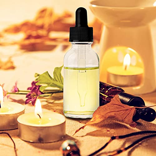 24 Pack 1oz Clear Glass Bottles with Glass Eye Droppers for Essential Oils, Perfumes & Lab Chemicals (Brush, Funnels, 2 Extra Droppers, 36 Pieces Labels & 30ml Measuring Cup Included) - color: Clear
