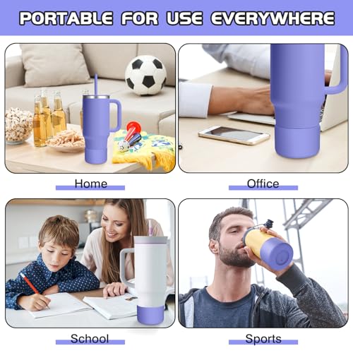 WUQID Silicone Boot Sleeve Compatible with Hydro Flask Travel Tumbler with Handle 32oz&40oz and 12-24oz Hydroflask Bottle & Stanley 20 30 40oz Tumbler, Fit 2.83-2.95in Bottom, Anti-Slip Bottle Cover - color: Lupine