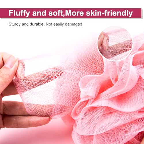 MTDLYICE Loofah for Women 75g 4 Pack, Bath Sponge Soft Mesh Shower Puff Loofah Sponge, Exfoliating Body Scrubber, lufas for Women, Shower Accessories (Purple Red Pink Blue) - style: 75g Vivacity