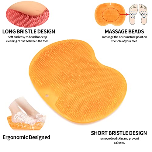 2-Pack Shower Foot Scrubber Mat Back Washer Back Exfoliating Bath Wash Pad Wall Mounted Slip Suction Cups Foot Scrubber for Use in Shower Cups Foot Cleaner for Men and Women
