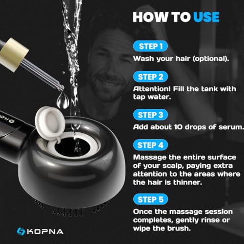 2-in-1 Electric Scalp Massager with Nano Mist Serum Applicator + Scalp Serum Bundle, Waterproof Rechargeable Head & Scalp Massage Brush with Moving Massage Teeth for Relaxing Scalp Care Routine