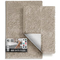 Hearth & Harbor Bathroom Rugs, Chenille Bath Mat - Machine Washable Bath Mats for Bathroom Non-Slip Backing Rubber, Quick Dry Bathroom Mat - color: Beige, style: 17 x 24 + 20 x 32