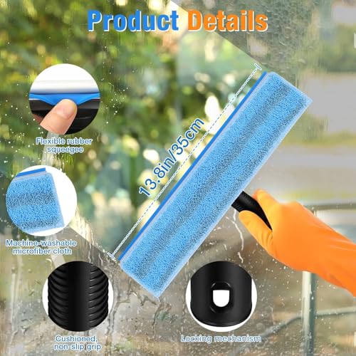SBONNE Window Squeegee for Home Window Cleaning | Squeegee & Microfiber Window Scrubber,2-in-1 Window Cleaner Tool for Shower Glass Door,Mirror,Car Window,Bathroom
