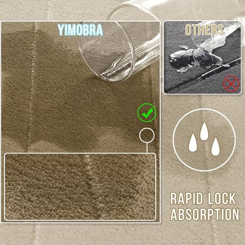 Yimobra Memory Foam Bathroom Rugs Sets 2 Piece - Super Soft Absorbent Quick Dry Bath Mat Set, Machine Washable Non Slip Floor Carpet for Tub Shower & Single Sink (17x24 & 31.5x20 Inch, Pale Khaki) - color: Pale Khaki, size: 31.5x20+24x17 Inch