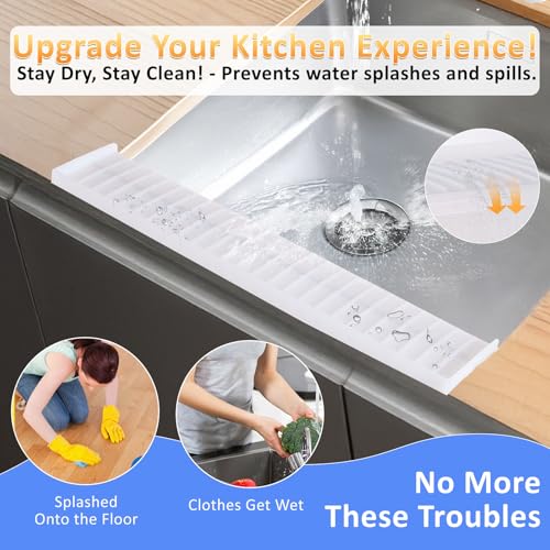 Sink Edge Protector with Suction Cup 14“ 20” 30", Silicone Sink Splash Guard for Kitchen & Bathroom, Protect Countertop from Scratches, Stains, for Stainless Steel Granite Quartz-Clear - color: Clear, size: 4in x 20in