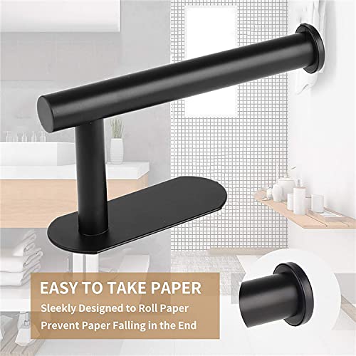 JOPOFI Self Adhesive Toilet Paper Holder - Matte Black（2 Pcs） | Toilet Paper Holder Wall Mount for Bathroom,Stainless Steel Command Strip Toilet Paper Roll Holder Stick On Wall,No Drilling - color: Matte Black, size: 2pcs