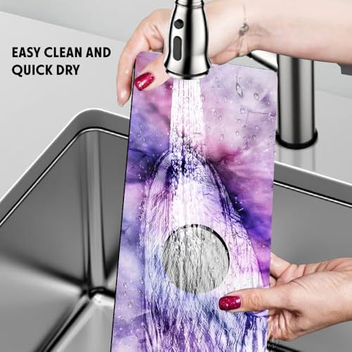 WIRESTER Super Absorbent, Fast Drying Kitchen Sink Splash Guard Faucet Mat, Sink Mat Behind Faucet Drip Catcher, Sink Gadget for Kitchen, Bathroom (15 x 5.5 Inch) - Purple Fuchsia Marble - color: Purple Fuchsia Marble
