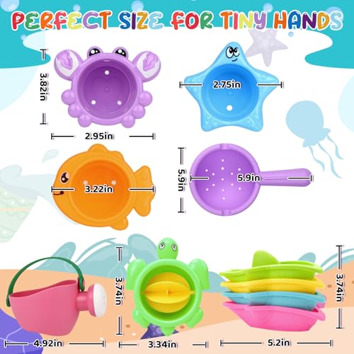 10 Pcs Bath Toys for Kids Ages 1-3, Bathtub & Pool Water Toys for Toddlers 1-3 & Babies 12-18 Months, Water Table Accessories with Floating Boats, Stacking Cups & Pouring Fun for Boys Girls - style: Boats Set
