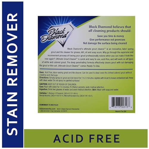 Black Diamond Ultimate Grout Cleaner: Best Cleaner for Tile, Ceramic, Porcelain, Marble Acid-Free Safe Deep Cleaner & Stain Remover for Even The Dirtiest Grout (1-Gallon) - size: 127.95 Fl Oz (Pack of 1)