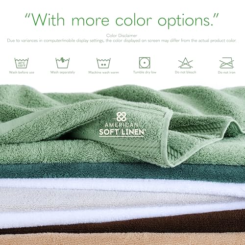 American Soft Linen 100% Cotton Luxury Turkish Towels, 35x70 XL Bath Sheet | Soft Absorbent Quick Dry OEKO Tex Standard 100 Certificated Durable Machine Washable Breathable Premium Hotel Quality - color: Sage Green, size: 35"x70"