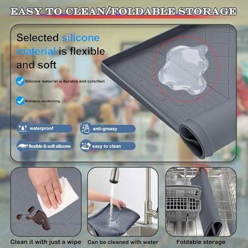 Bedside Commodes Mat, 27''×27'' Bedside Toilet Floor Mat with Raised Edge, Silicone Non-Slip Protective Mat for Under Commode Chair, Toilet Pad Waterproof Floor Protector for Floor Leak Protector