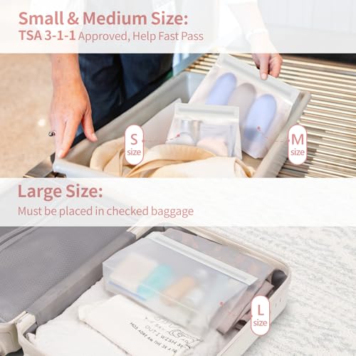 PACKISM Leak Proof Clear Toiletry Bag - Sealed TSA Approved Toiletry Bag with Reinforced Seams, Reusable and Easy to Clean, Clear Travel Bags for Toiletries, Food-grade PEVA, 1L+1M+1S, White - color: 0-1L 1M 1S-A White