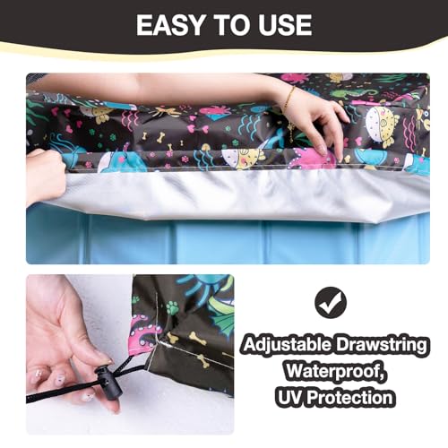 Foldable Round Dog Swimming Pool Cover, for 32 "/63“/48” Collapsible Outdoor Tub, PVC Coating Waterproof and UV Protection, Leakproof Washable Kiddie Pet Small Paddling Bath Accessories - size: M-48*12 inch