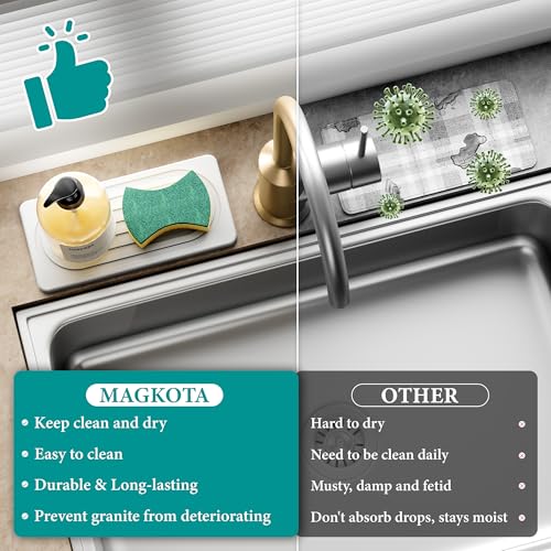 Water Absorbing Stone Tray, Quick Drying Diatomite Bathroom Tray Countertop, Stone Drying Mat for Kitchen Counter, Soap Dish Dispenser Vanity Organizer, White-A-8.3" x 4" - color: 8.3" X 4"-white-a