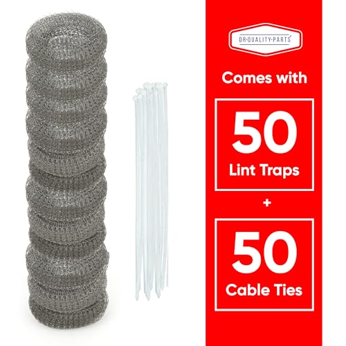 Washing Machine Lint Trap – Stainless Steel Hose Filter, Mesh Drain Catcher, Washer Sock Lint Remover, Rust-Free Snare Laundry Filter with Nylon Cable Ties, 29cmx6.5cm – 50-Pack - style: Pack of 50