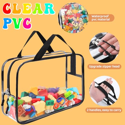 8 Packs Large Toy Storage Bags, Reusable Clear PVC Board Game Storage, Toy Storage Organizer Bags with Zipper for Building Blocks, Puzzle and Handmade Accessories, Clear Toiletry Bag - color: Black, size: Large