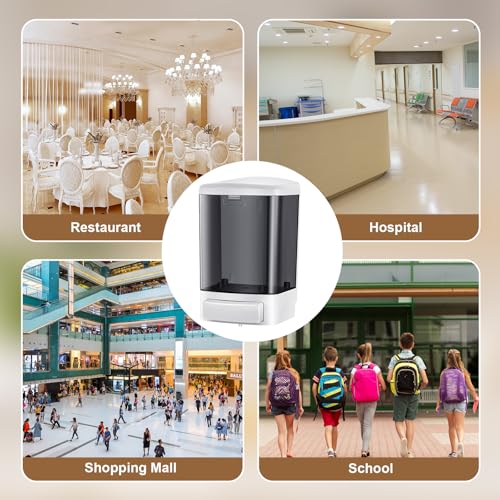 Hushee 6 Pcs Plastic Wall Mounted Soap Dispenser Commercial Manual Soap Dispenser Containers for Kitchen Shower Hotel(Black,33.8 oz 1000 ml) - color: Black, size: 33.8 oz 1000 ml