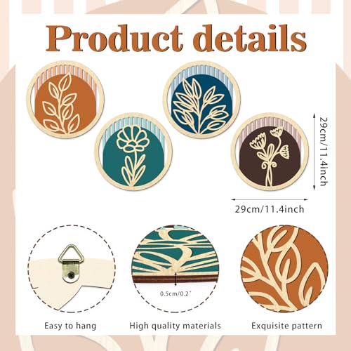 TOARTi 4Pcs Wooden Boho Floral Wall Art Set, Modern Minimalist Flower Wooden Hanging Sign,Bohemian Plants Artwork,Farmhouse Vintage Botanical Wall Decor for Living Room Bedroom Office Bathroom - color: 4pcs Wooden Boho Floral Wall Art
