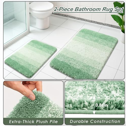 Bathroom Accessories Set - Bathroom Set with Shower Curtain and No Slip Rugs, Trash Can, Toilet Brush Holder Set, Soap Dispenser & Bath Towels - Stylish Bath Decor for Home, Apartment, Green, 25PCS - color: Green