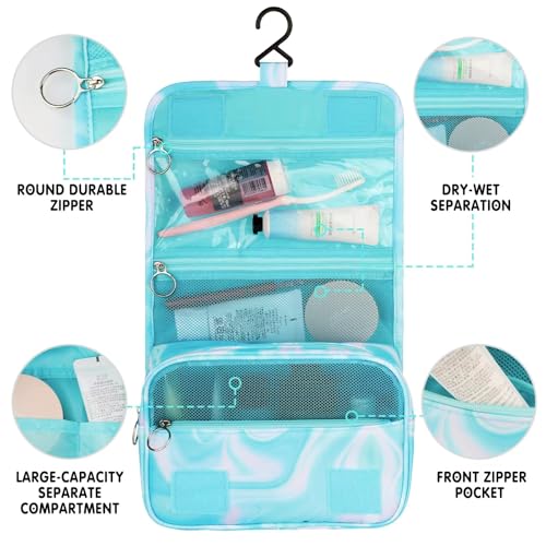 Teal Hanging Toiletry Bag for Girls, Travel Toiletry Bag for Teen Girls Cosmetic Makeup Waterproof Wash Bag Traveling Toiletries, Green - color: Teal-Green