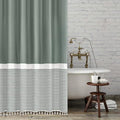 Seasonwood Shower Curtain with White Tassels Modern Farmhouse White Striped Sage Green Shower Curtains for Bathroom 72 x 72 inch Waterproof Fabric Shower Curtain Set - color: Green, size: 72"W x 72"L (Pack of 1)