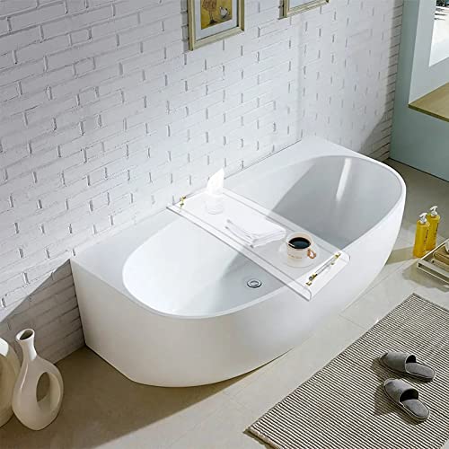 Acrylic Bathtub Tray Caddy, Clear Bath Shelf Tub Rack with Golden Handle, Luxury Bathtub Organizer Tablet Holder for Bathrooms, Toilets, Bedrooms