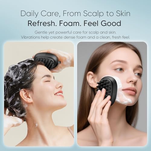 EKZ Sonic Vibrating Scalp Massager Shampoo Brush – Electric Silicone Hair Scrubber for Deep Scalp Cleansing, Dandruff Removal, Rich Foam & Relaxing Massage, Wet & Dry Use, USB-C Charging