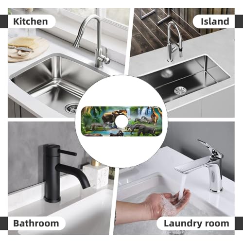 Animal Paradise Kitchen sink faucet pad, strong water absorption, anti slip, easy to clean, very suitable for splash and drip prevention, suitable for kitchens and bathrooms - color: Animal Paradise