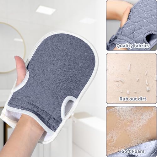 3 PCS Exfoliating Back Scrubber Strap Double Sided Bath Sponges Washer for Shower Deep Clean Towel Long Shower Towel,Grey - color: Grey