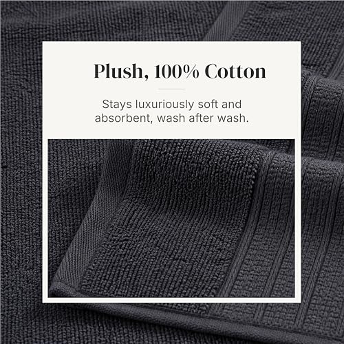 Modern Threads 6-Piece Towel Set – 100% Cotton, Quick Dry, Ultra Absorbent – Includes 2 Bath, 2 Hand, 2 Washcloths (White/Reinhart Charcoal) - color: Grey, style: Classic Stripe