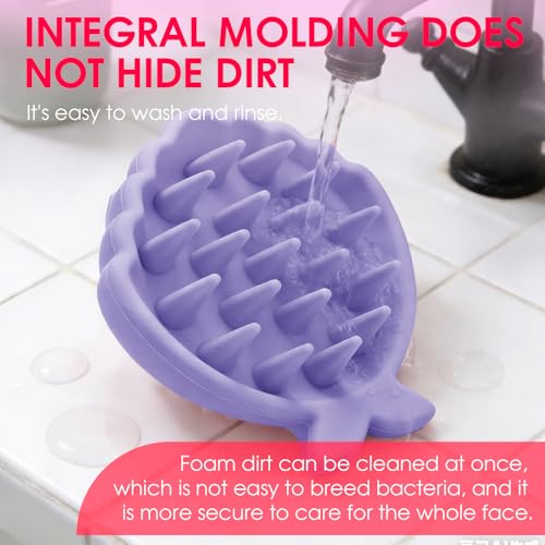 Silicone Scalp Massager Hair Growth,Hair Scrubber Scalp Stimulator Exfoliator Brush with Soft Bristles for Wet Dry Scalp Care（Purple） - color: Purple