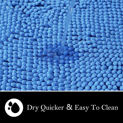 Bathroom Rugs Chenille Bath mat 2 Piece Set, Super Absorbent, Strong PVC Non Slip Backing, Bath mats for Bathroom, Plush Shaggy, Thick, Machine Washable, Bathtub, Toilet.(Snow Cyan) - color: Snow Cyan, size: 20''×20''U-Shape+20''×32''
