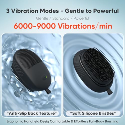 Electric Sonic Body Scrubber – Food-Grade Soft Silicone Shower Brush & Loofah Alternative, Gentle Exfoliating & Deep Cleaning, Removes Dry Skin, Boosts Circulation & Revives Skin Glow