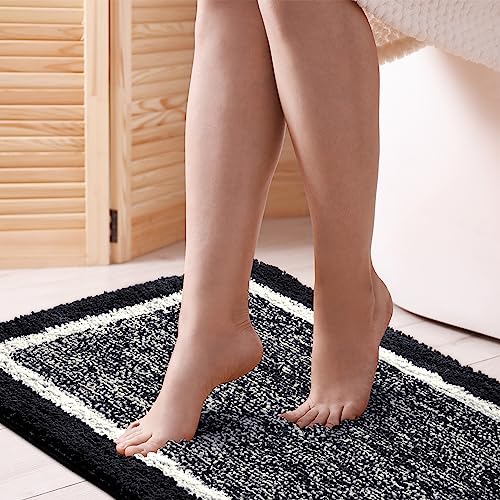 CozeCube Bath mats for Bathroom Non Slip, Fluffy Absorbent Microfiber Bath mat Washable, Aesthetic Bathroom Rugs, Cute Jet Black Bath mat, Jet Black, 32" x 20" - color: A-jet Black, size: 2'8" x 1'8" (Rectangular)