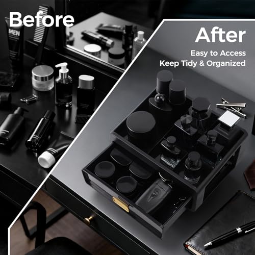 Cologne Organizer for Men, Perfume Tray Room Decor | Fits dresser, vanity & bathroom countertop, under sink storage, perfume holder, great men’s gift & birthday present