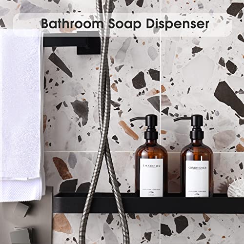 Supforce Shampoo Dispenser for Shower Wall Mount, No Drill Shampoo and Conditioner Dispenser with Matte Pump and Waterproof Labels, Shower Soap Dispenser Wall Mounted for Home Bathroom - Amber - color: Amber
