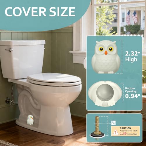 boeemi Glow in the Dark Owl Toilet Bolt Covers, Bathroom Decor, 2 Pack | Bolt Hole 1.18'', Hides Toilet Floor Bolts,Tool-Free Install, for Kids Bathroom, Gag Gift - style: Owl