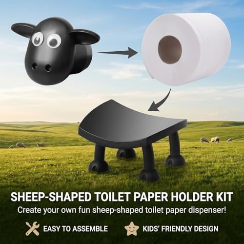 3 Pcs Black Sheeps Toilet Paper Holder NeteHon Ecorative Cute Sheep Toilet Tissue Storage Stand Unique Bathroom Decor & Fun Housewarming Gift