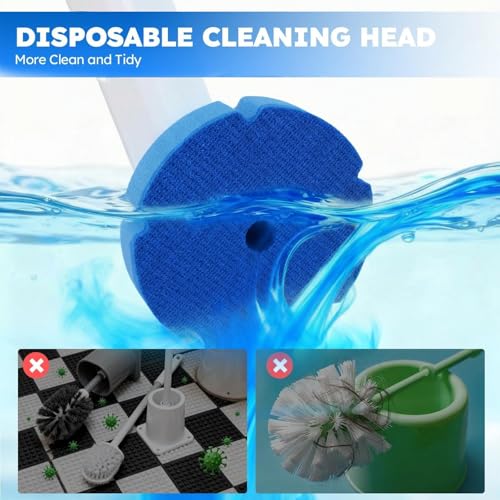 Disposable Toilet Brush- Toilet Bowl Cleaner, Toilet Bowl Brush, Toilet Wand with 12PCS Brush Refills for Bathroom Deep Cleaning Squre Shape(1 Pack, White) - size: 1 Brush + 12 Refills