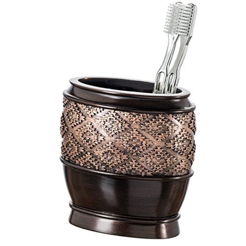 Creative Scents Dublin Brown Bathroom Accessories Set Complete - 4 Pc. Bathroom Sets Accessories, Luxury Bathroom Accessory Set - Soap Dispenser, Soap Dish, Tumbler & Toothbrush Holder Set - style: 4 Piece Set