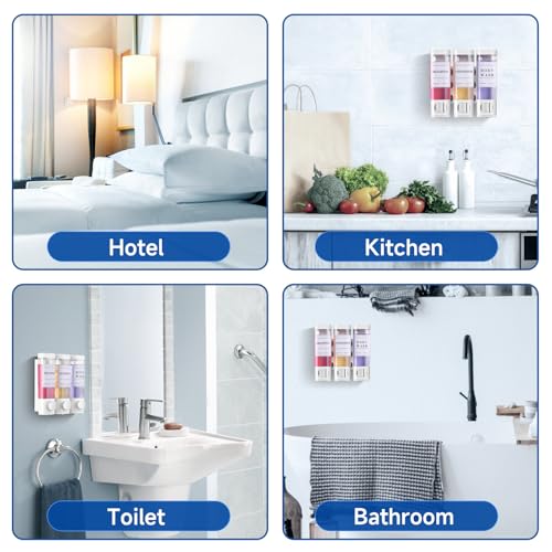 Shower Soap Dispenser Wall Mounted No Drill Shampoo Dispenser for Shower Wall Shampoo and Conditioner Dispenser Bathroom Hotel 3 * 300ml White with 3 Labels - color: White 3