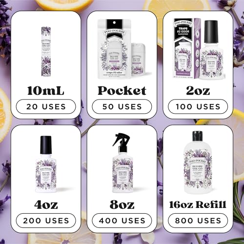 Poo-Pourri Before-You-Go Toilet Spray Refill, Lavender Vanilla,16 Fl Oz, Up to 800 Uses, Bathroom Odor Deodorizer with Essential Oils for Home or Work, Lavender, Vanilla and Citrus Scent - size: 16 Fl Oz (Pack of 1)