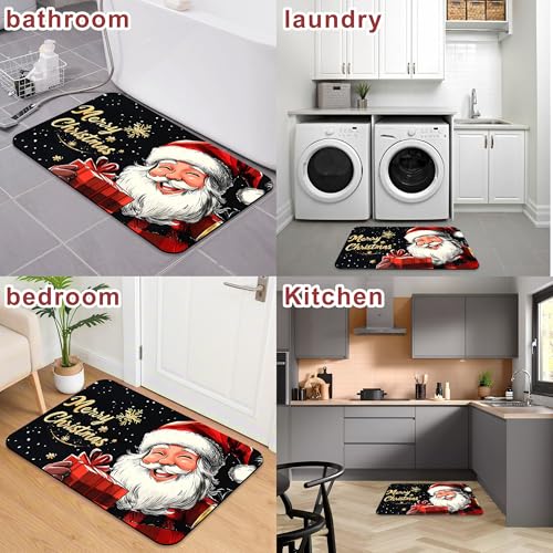 Identiy Christmas Bath Mat, Cute Funny Christmas Santa Bathroom Rug, Soft Super Absorbent Machine Washable Quick Dry and Non-Slip Bathtub Mat for Tub Shower Bathroom Floor 17"x29.5" - color: Cute Funny Christmas Santa