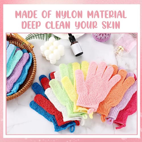 Didaey 104 Pcs Exfoliating Glove Bulk Shower Gloves with Hanging Loop Exfoliating Body Scrubber Dead Skin Remover for Body Bath Beauty Spa Massage Scrubs Men Women Bathing(Multicolor) - color: Multicolor